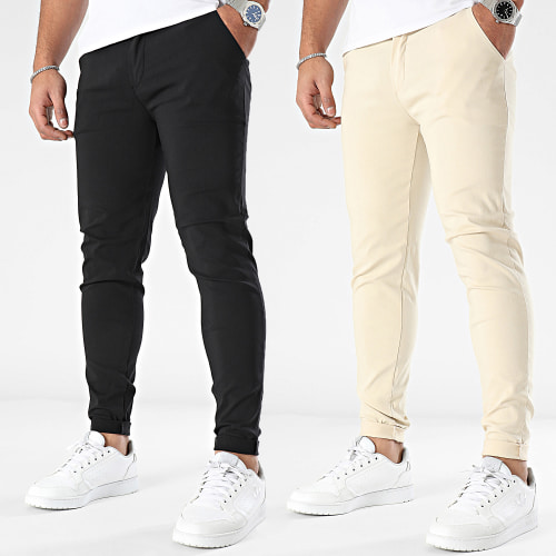 Lot De 2 Pantalon Chino Noir Beige