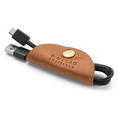 Kabelhalter Rindleder, Cognac