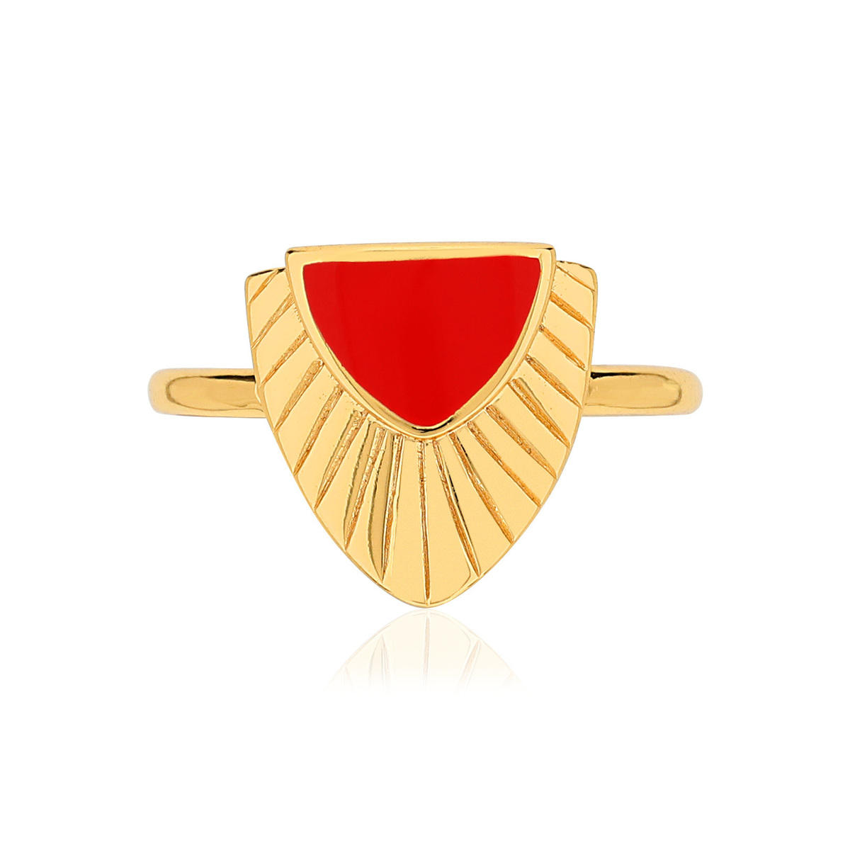 Bague MATY Dorée laque rouge