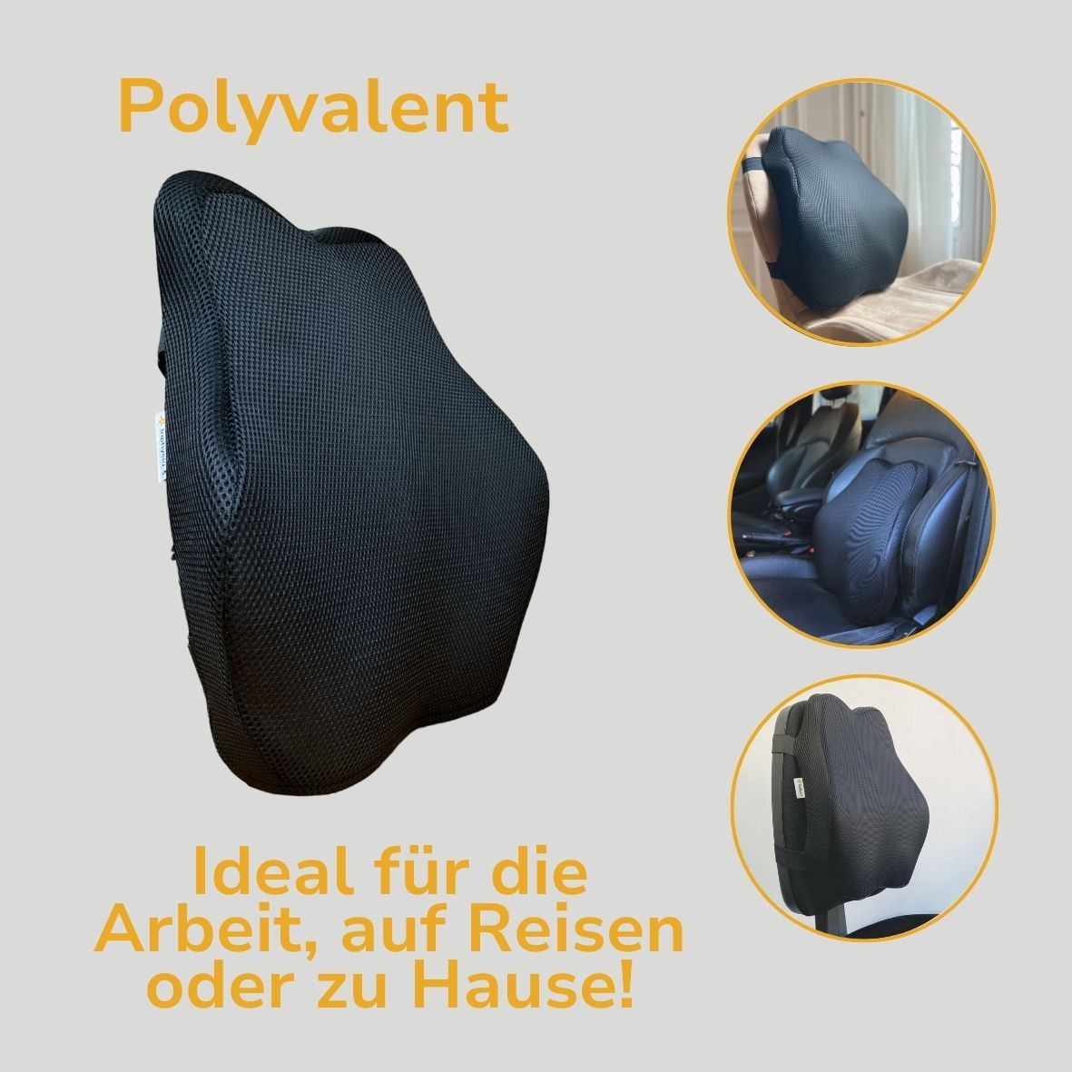 INPHYSIO Ergonomisches Lendenstützkissen, Verstellbare Gurte