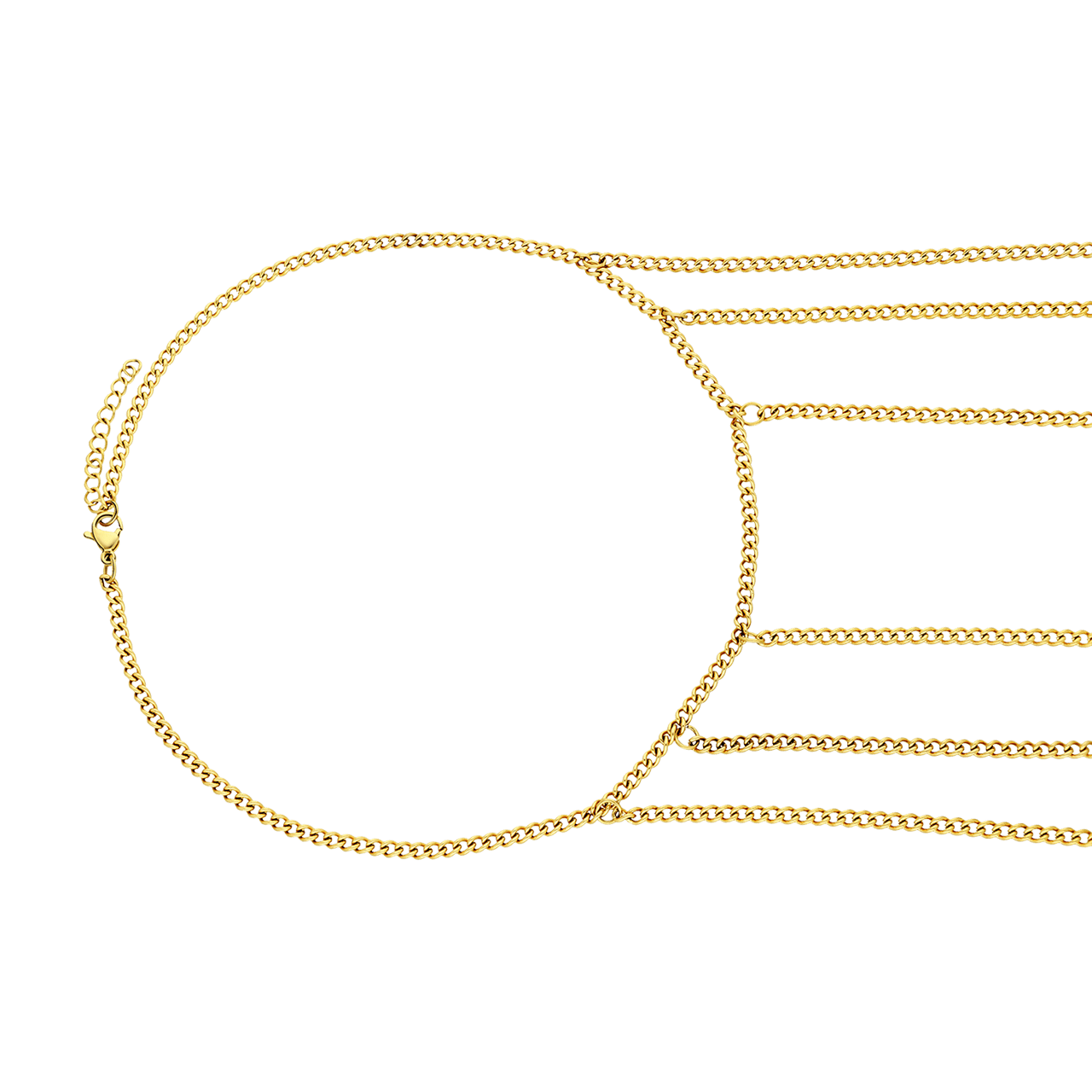 Stalen goldplated bodychain schouder