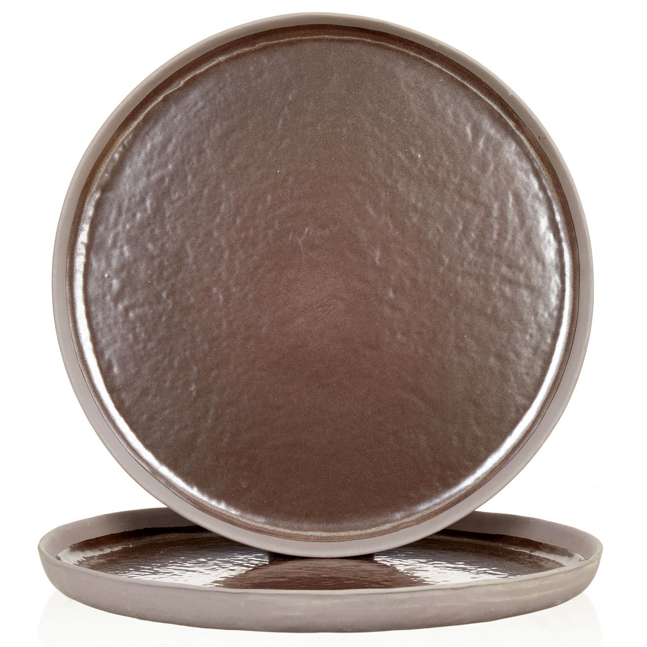Pomax 2 Assiettes en Grès Porcelino Stellar bronze - D.33 cm