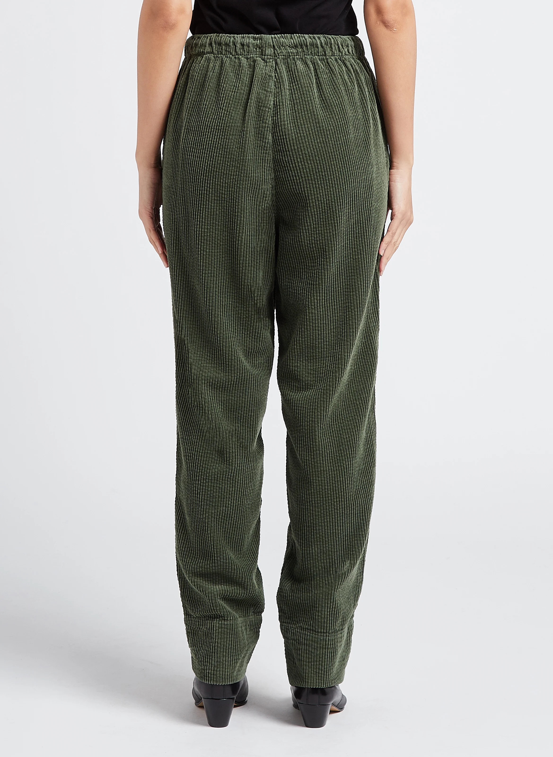 SAPHIR - Pantalon droit en velours côtelé | Vert
