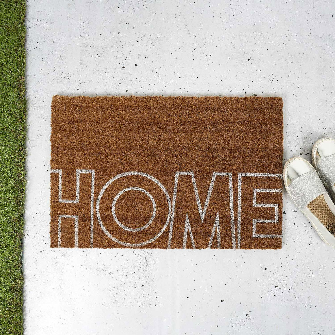 Home Deco Factory Paillasson blanc/marron - 60x1.5x40 cm