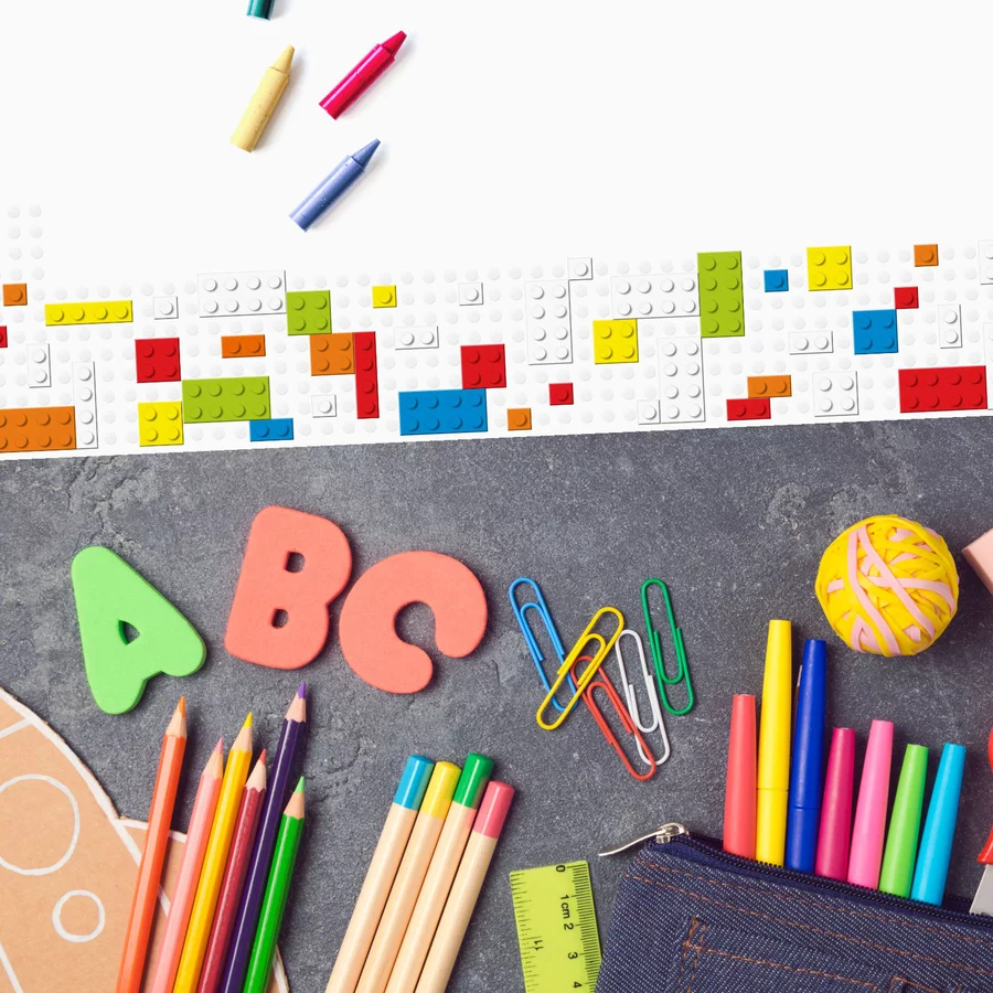 Nikima Papierunterlage A2 Schreibtischunterlage Bausteine bunt mehrfarbig