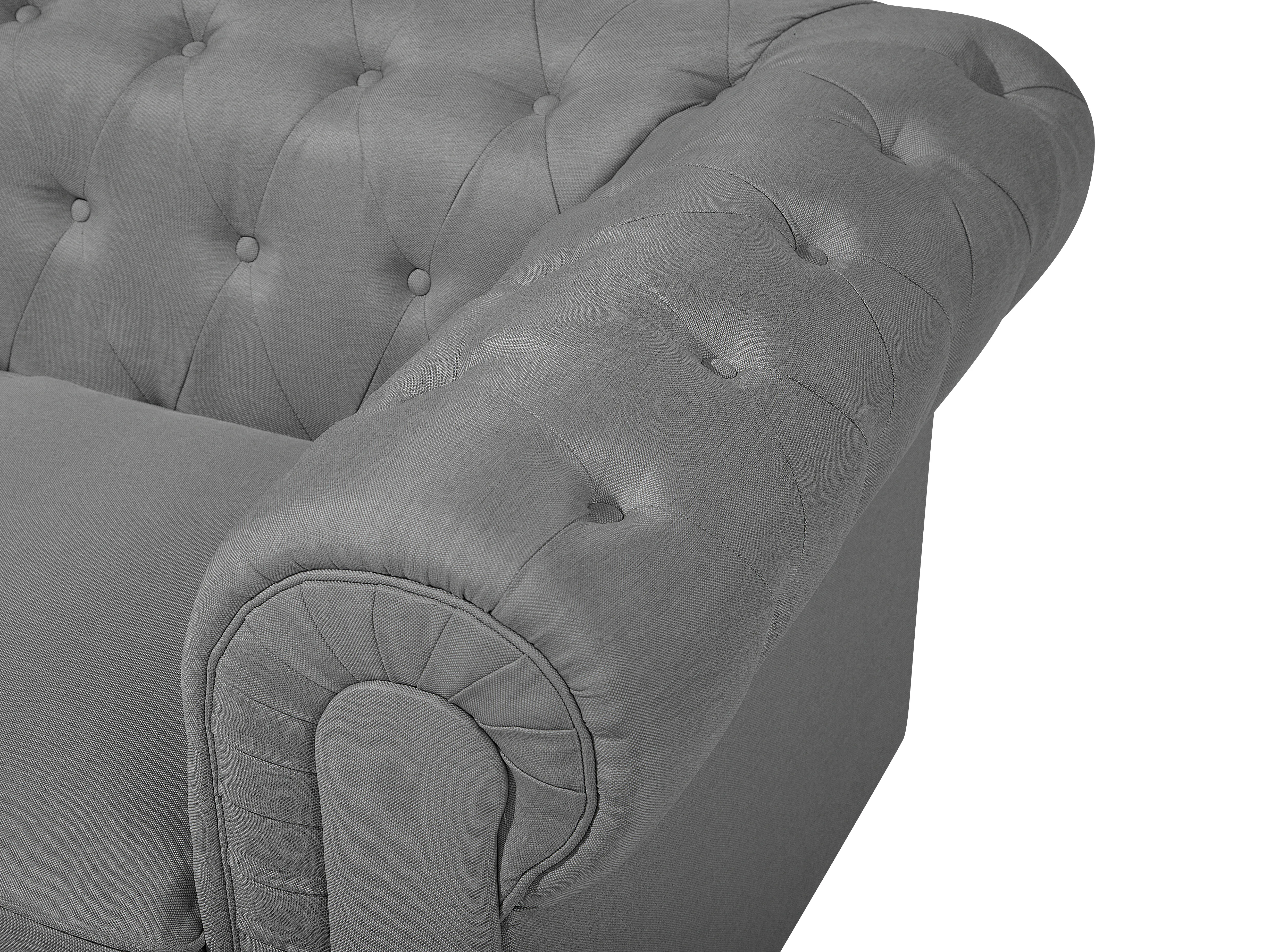 Bankenset 4-zits CHESTERFIELD Stof Lichtgrijs