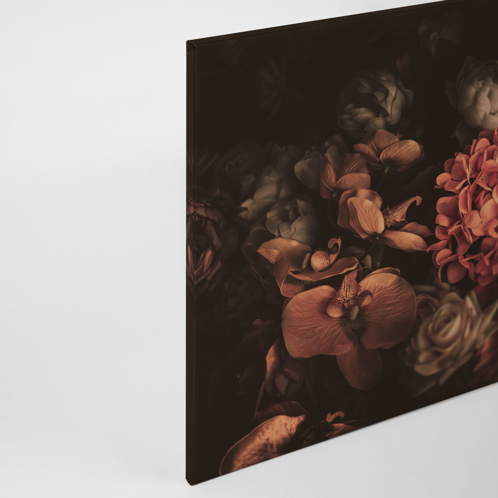 Leinwandbild BLUMEN - orange-schwarz - 90x60 cm