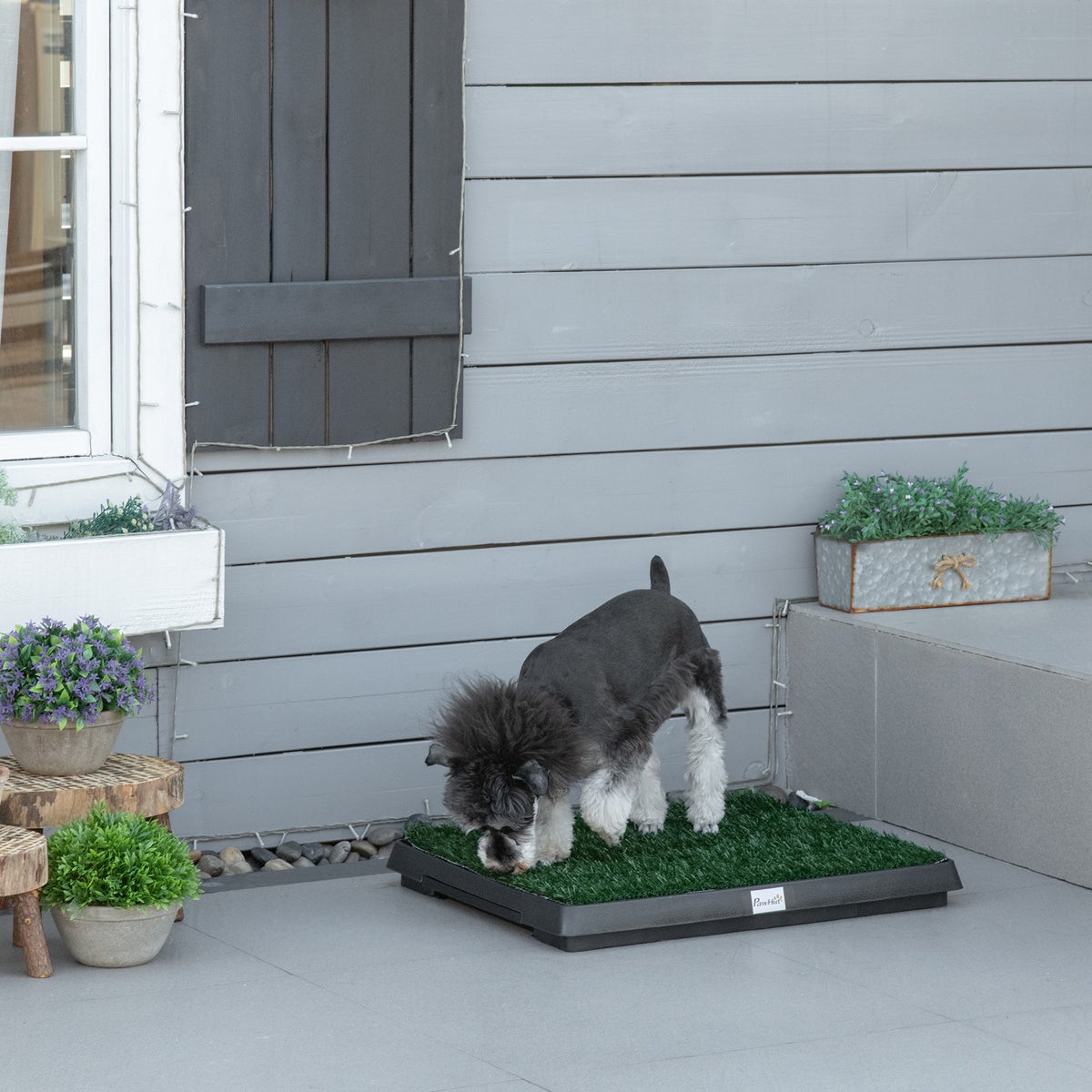 PawHut Hondentoilet, L63 x B51 x H6 cm, Groen+Zwart