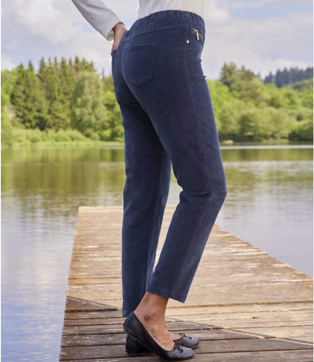 Pantalon Tregging en Velours Stretch Confort