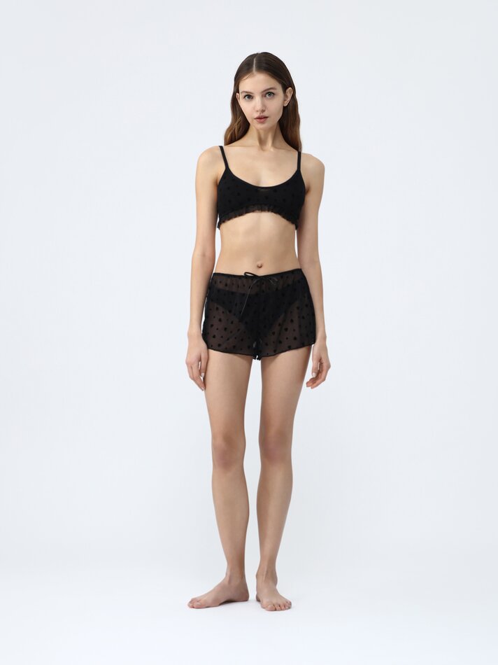 Shorts de tule - Preto
