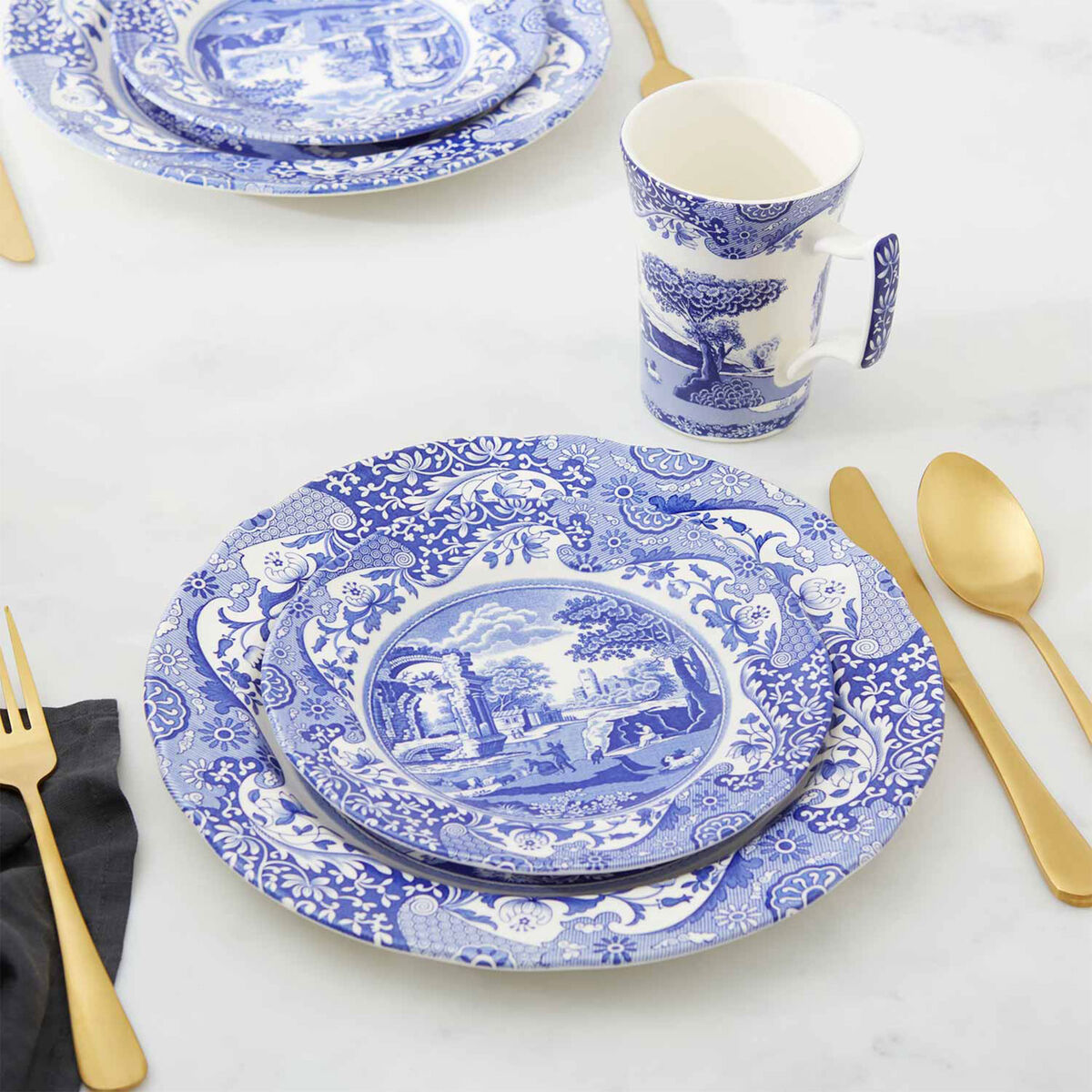 Spode Blue Italian servise 12 deler, blå/hvit