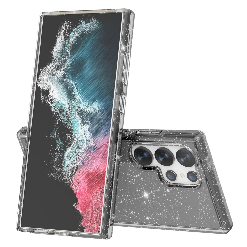 Samsung Galaxy S24 Ultra Hybrid Hardcase Schutzhülle im Glitzer Design - Grau / Transparent