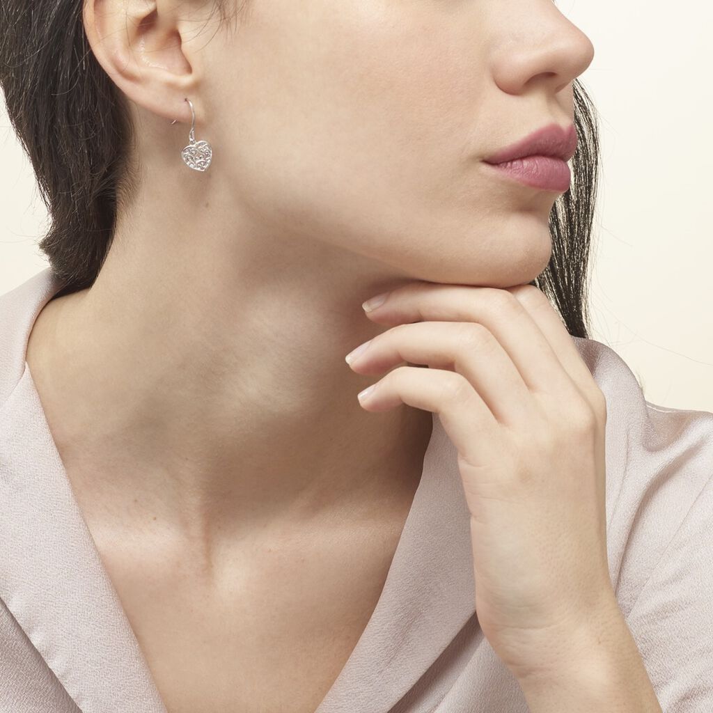 Boucles D'oreilles Pendantes Aelaig Argent Blanc