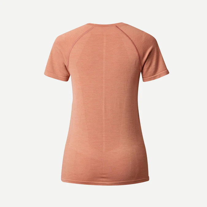Decathlon Forclaz - Camiseta feminina Forclaz de manga curta sem costura em lã merino para mochilão - MT900