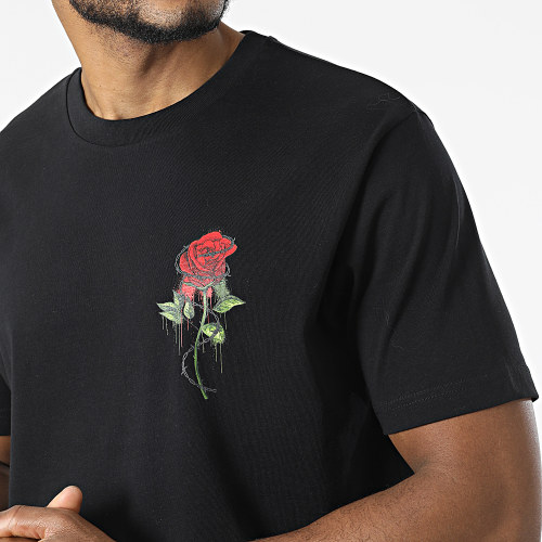 Tee Shirt Oversize Large Roses Barbed Noir