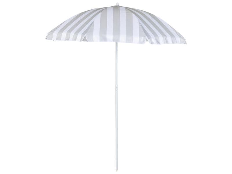 KOOR Sonnenschirm Marino 180 cm, Grau/Weiss Strandschirm mit Lichtschutzfaktor 50