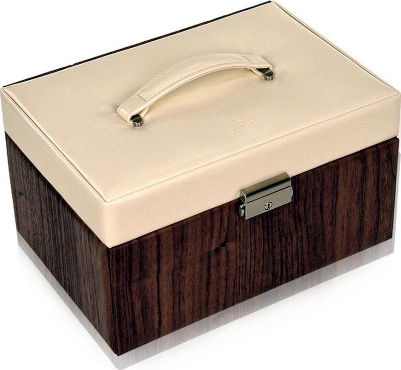 Sacher - Juwelenkistje - Bruin-Wit - Leer - 19 x 27 x 13,5 cm