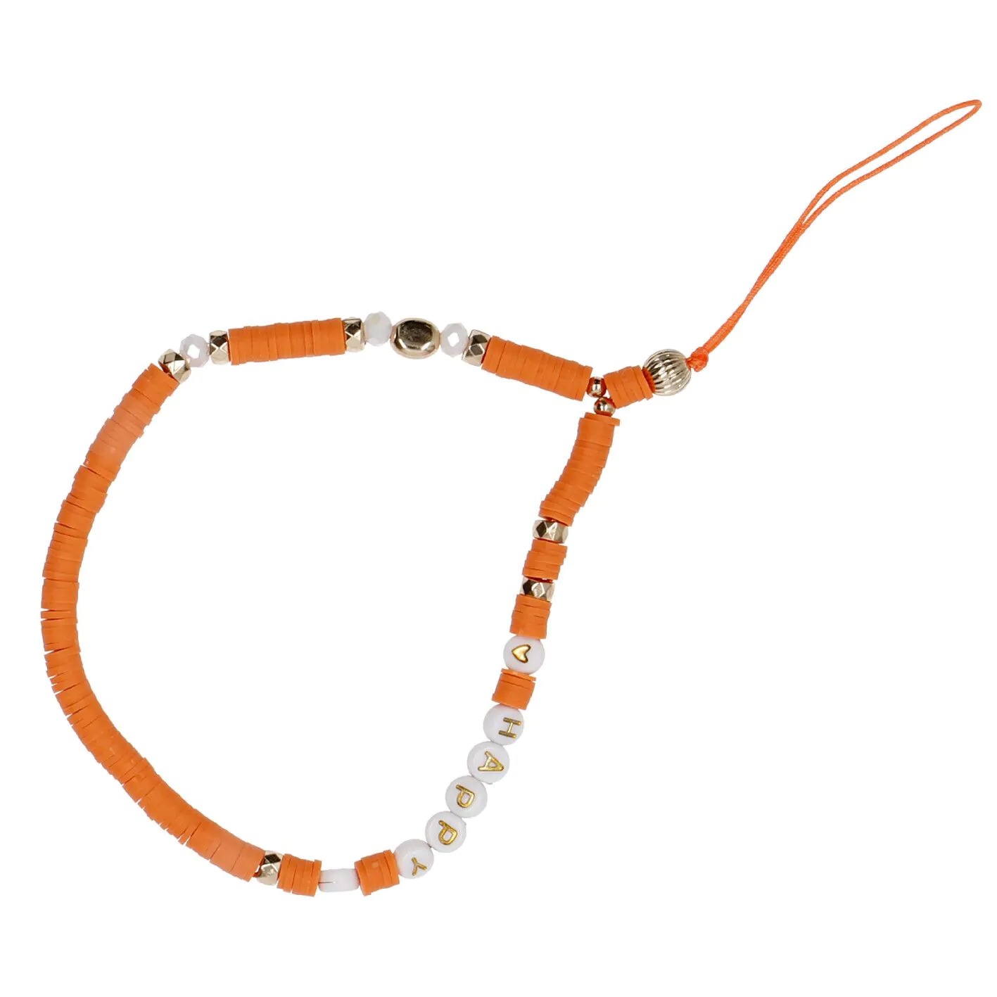 Handykette Perlen, orange, 23 cm