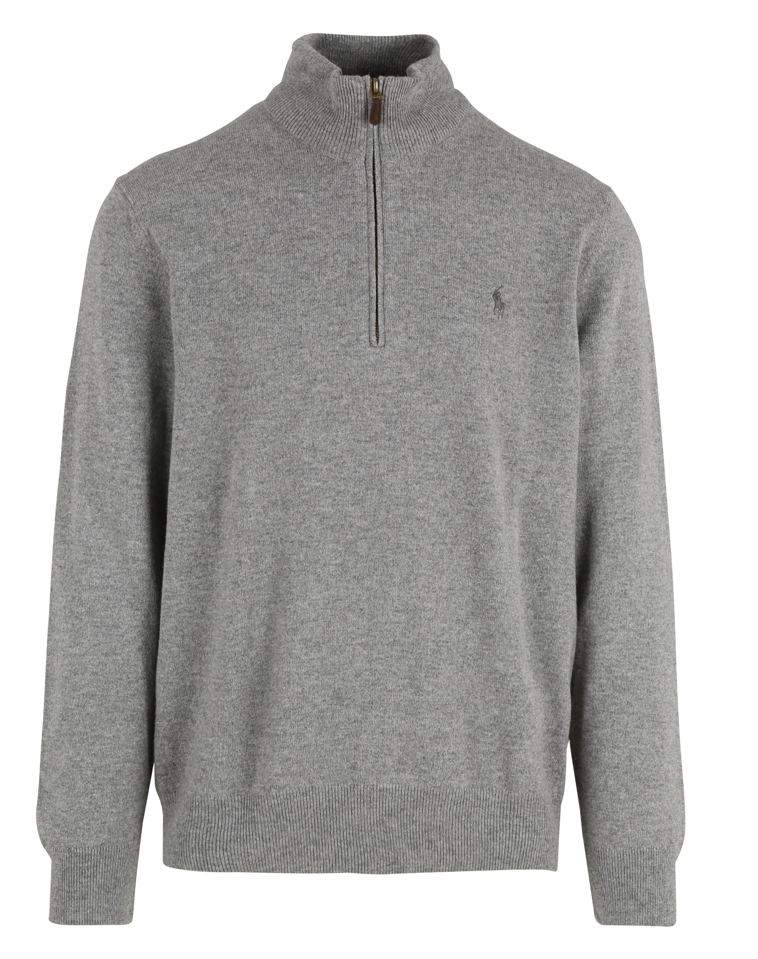 Pull col montant regular-fit brodé en laine mérinos | Gris