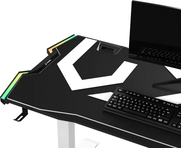 Ultradesk Force, Lige, Friform facon, Spil, Sort, Hvid, Rød/grøn/blå, 1660 mm
