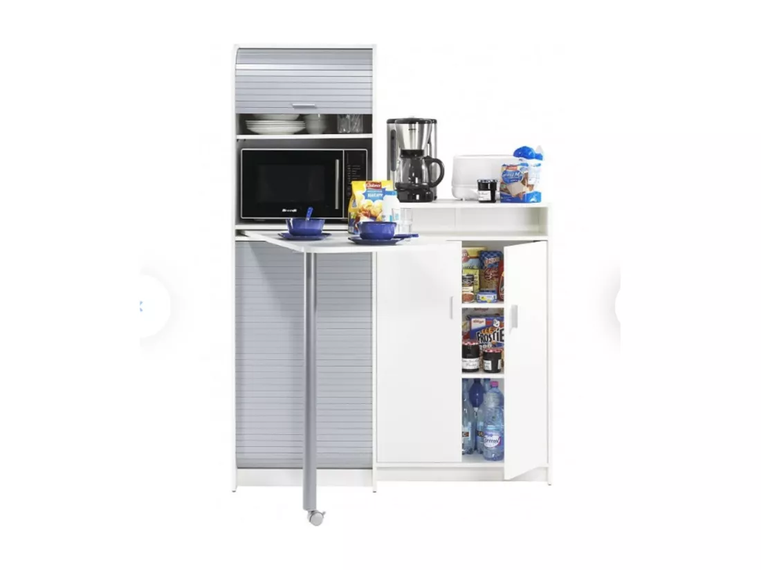 Buffet et table de cuisine pivotante blanc et gris Snack