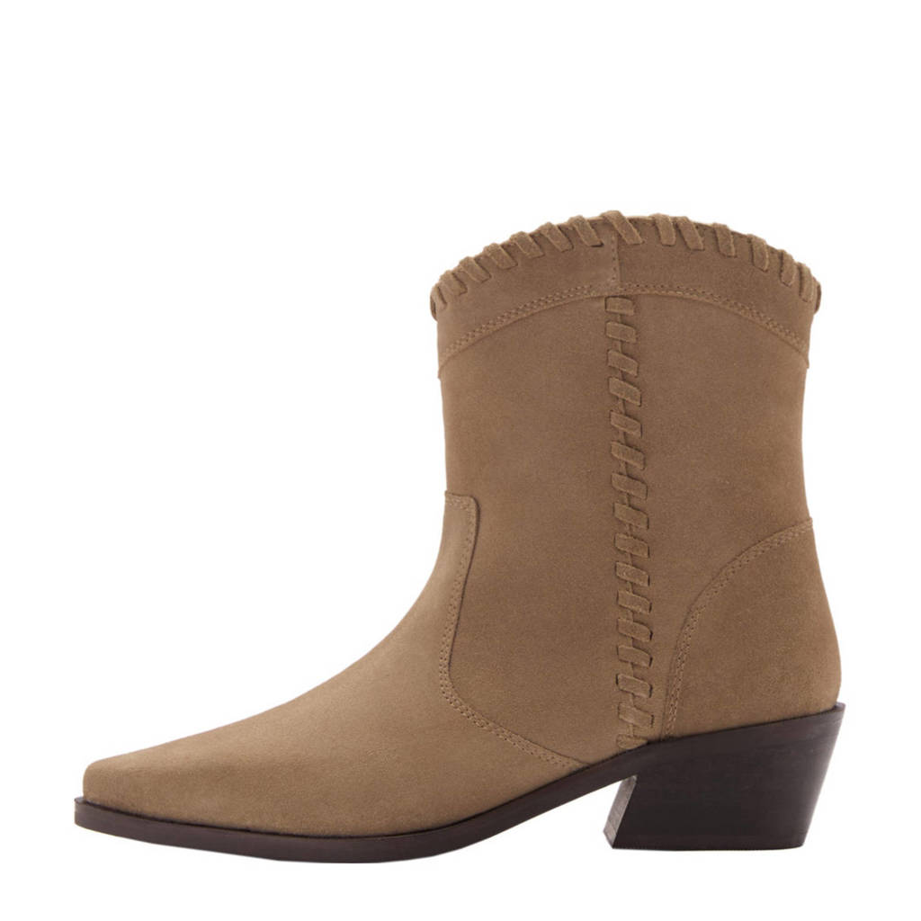 MANGO TEEN suède cowboylaarzen zand