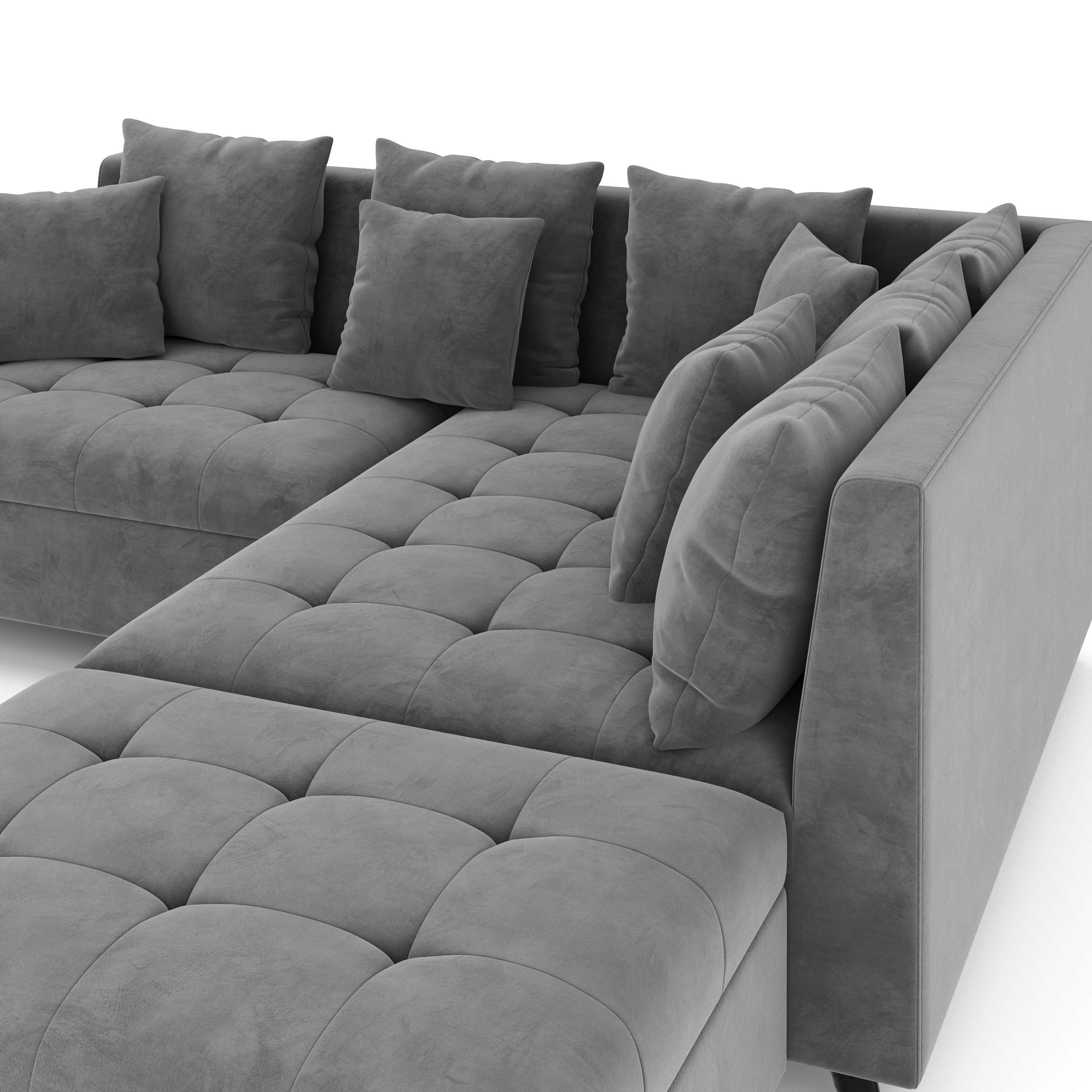 Ecksofa Samt mit Ottomane ELINA rechts anthrazit