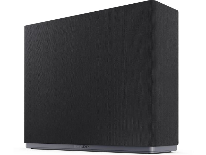 Sharp Subwoofer CPAWS0101 Schwarz Kompakter kabelloser Subwoofer, der aufrecht oder flach aufgestellt werden kann