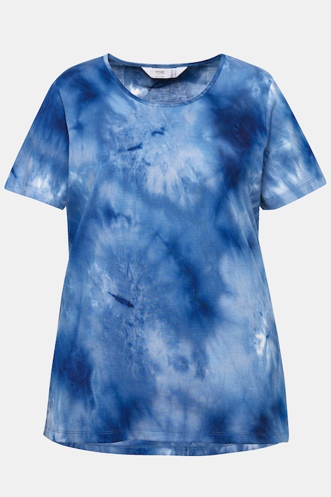 T-Shirt, längere A-Linie, Batik-Muster, Rundhals, Halbarm