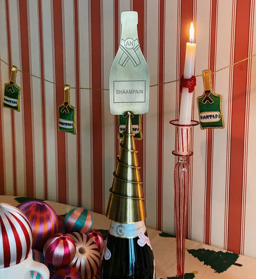 Anna + Nina  Champagne tree topper, Messing - H31 cm.