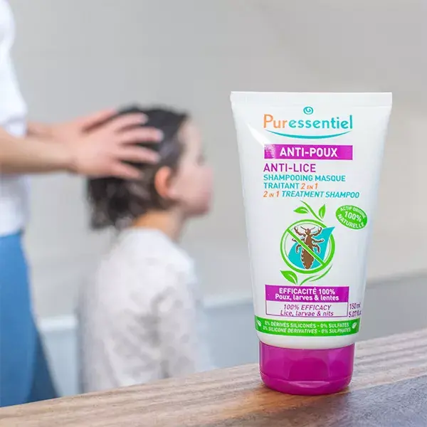 Shampoo e máscara de tratamento 2 em 1 Puressentiel Antipiolhos 150ml + pente