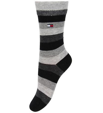 Tommy Hilfiger Strømper - 2-pak - Stripe - Sortstribet/Gr?melere