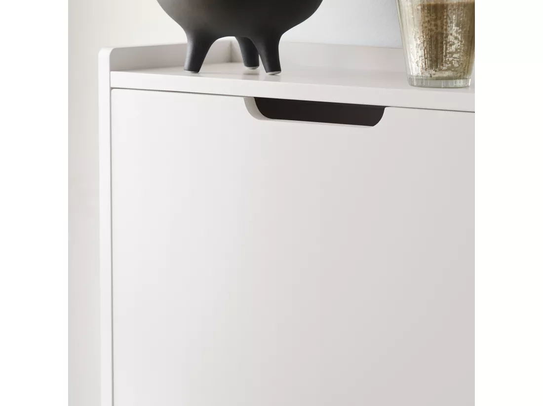 SoBuy Meuble de Rangement à Chaussures avec 3 Abattants Armoire à Chaussures Commode à Chaussures Meuble d'Entrée Rangement – Blanc, 50x19x129 cm, FSR151-H-W