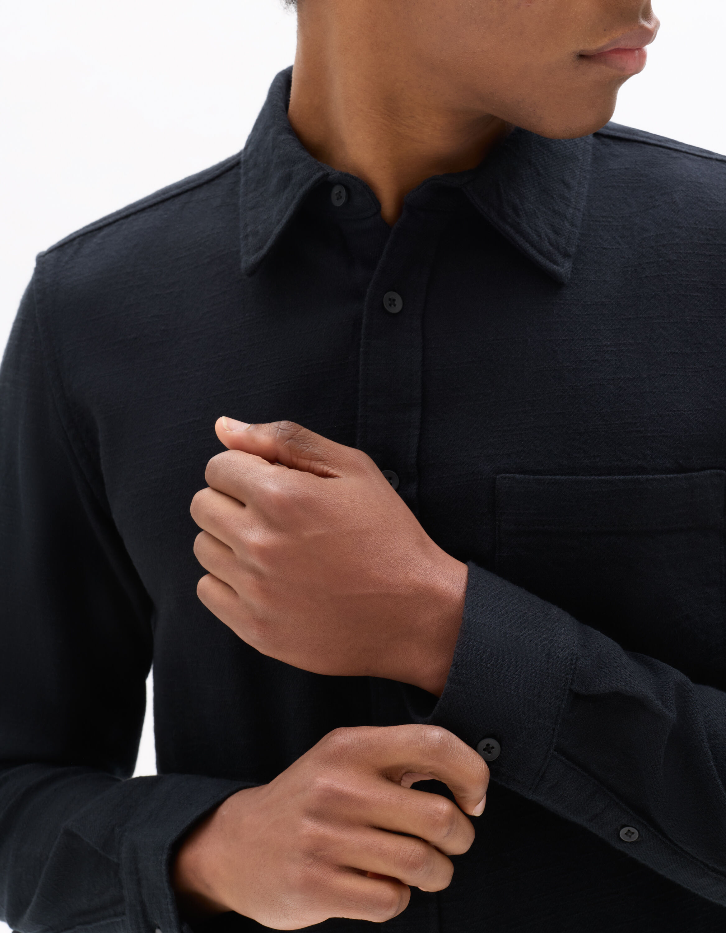 Chemise regular 100% coton reliéfé - noir