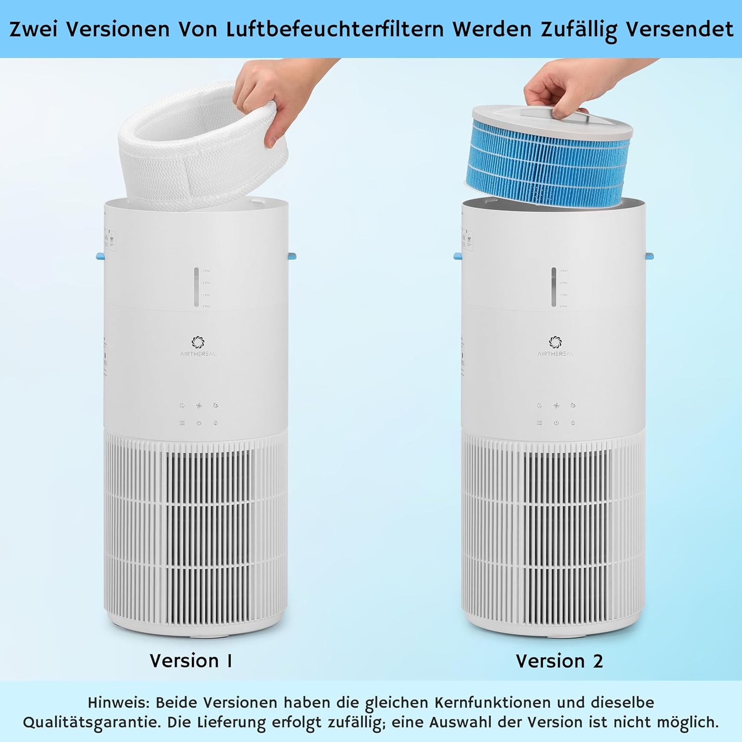 Airthereal 2-in-1 Luftreiniger mit Luftbefeuchter für bis zu 125 m², 3-Stufen-Filter, Luftqualitätsanzeige, Schlafmodus und Verdunstungsbefeuchter mit automatischer Feuchtigkeitsüberwachung, AEH300