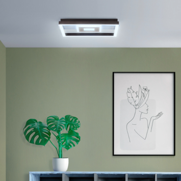 Brilliant plafondlamp Baldo 24w 2600 lm zwart/hout