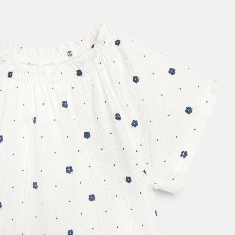 T-shirt col élastiqué rose bébé fille Rose