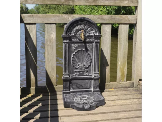 Fontaine de jardin extérieur en fonte aluminium noire 42 x 32 x 84 cm