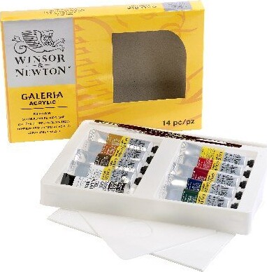 Winsor & Newton - Galeria Akrylmaling Sæt Inkl. Pensel Og Palette - 10X60 ML