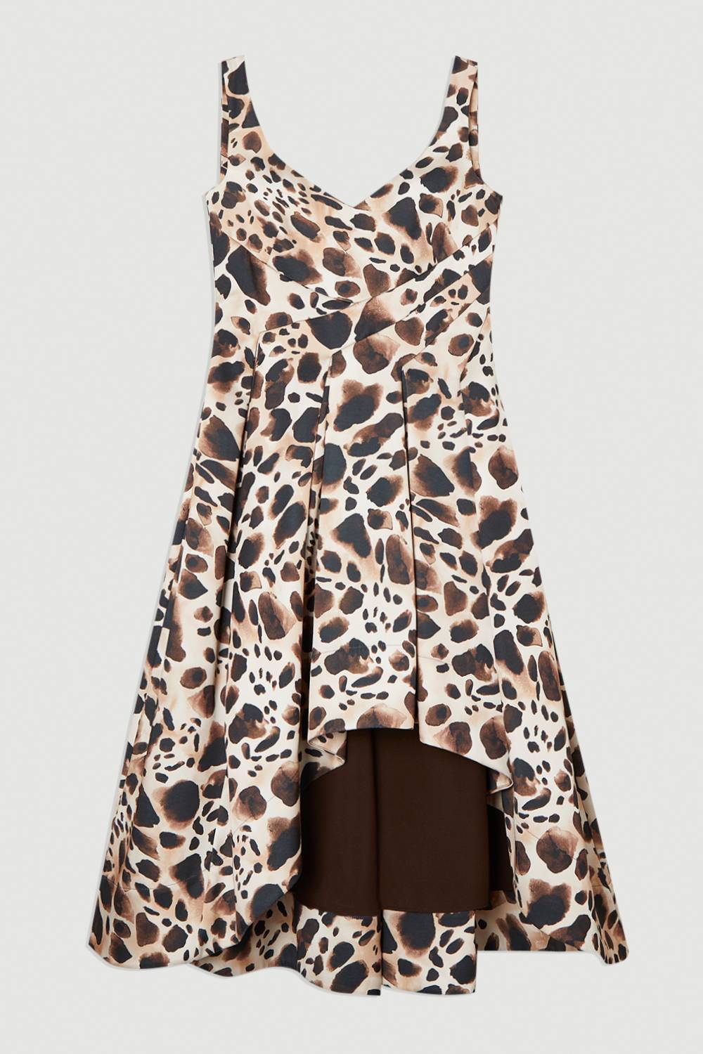 KarenMillen Robe de soirée maxi structurée en satin de viscose à imprimé animal pour bal
