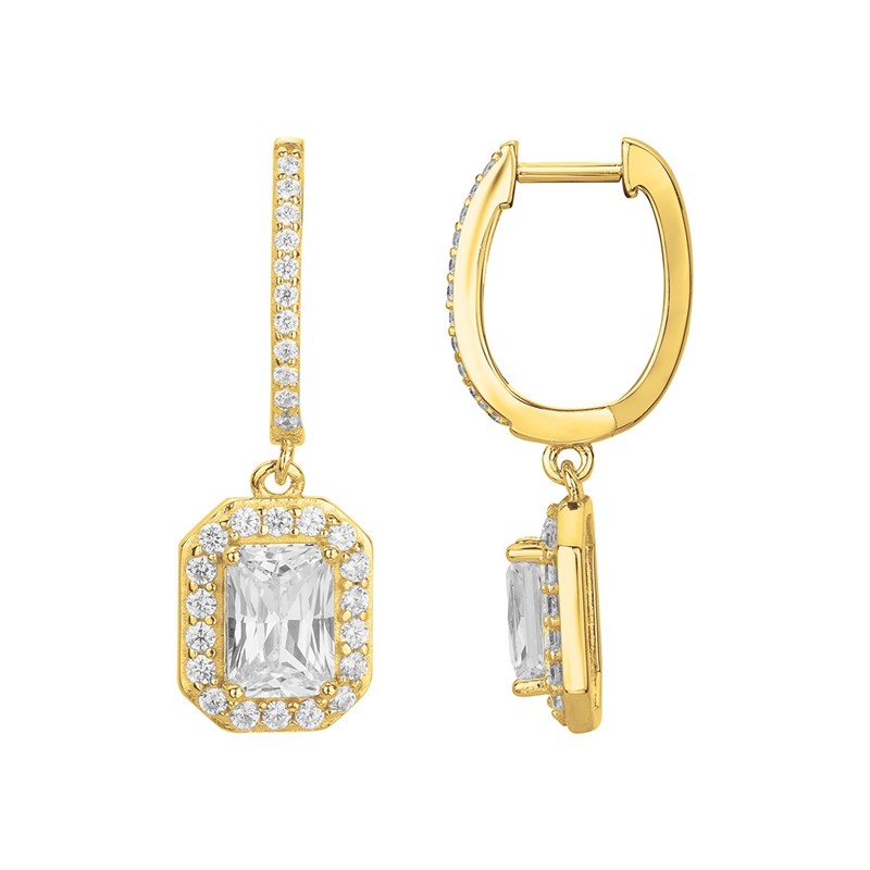 Boucles d'oreilles en Plaqué Or avec oxyde de zirconium blanc
