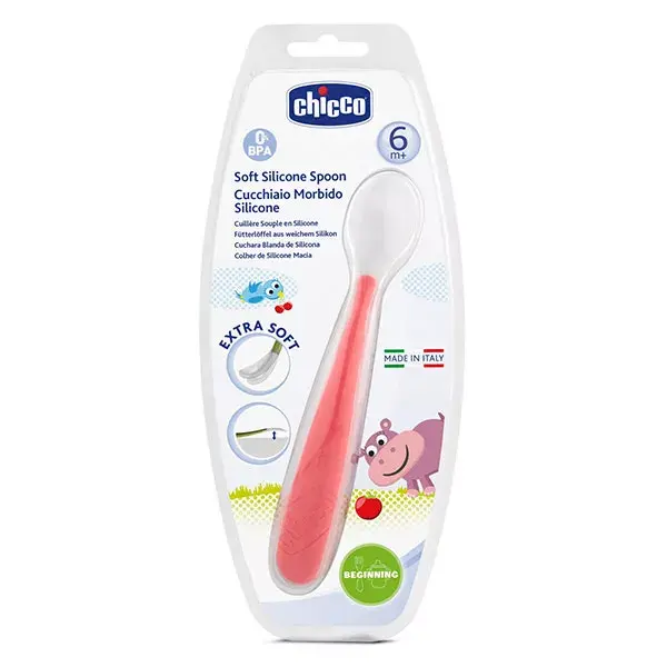 Chicco Minha Primeira Colher de Silicone para Refeição +6 meses Melancia