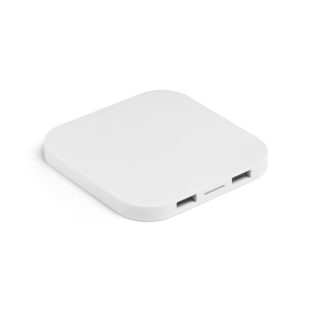 hi!dea 97903 - Chargeur sans fil 15W superfast avec HUB 2 ports USB-A en ABS recyclé (100 % rABS)