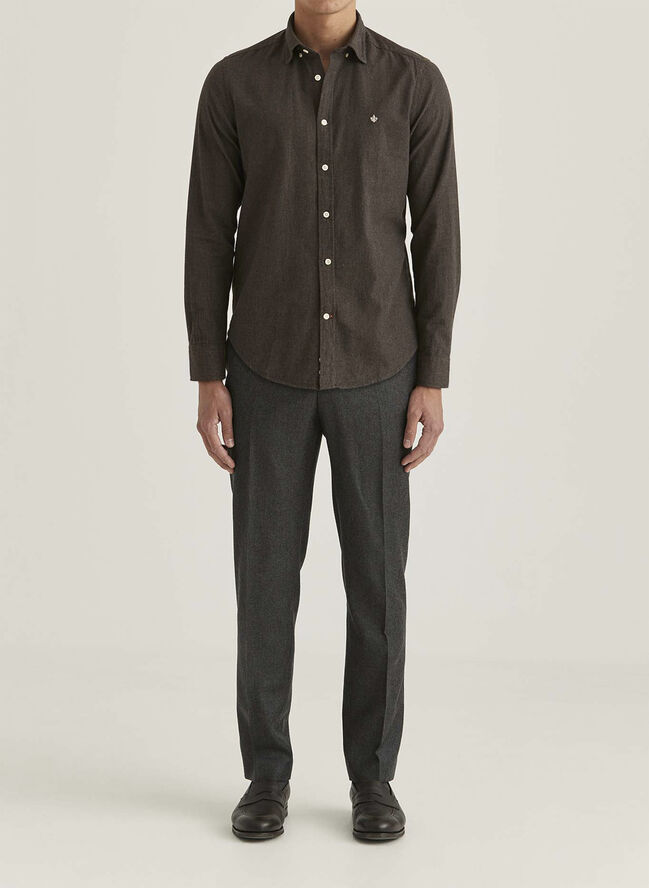 Morris Stockholm Watts Flannel Shirt - Slim Fit Brown