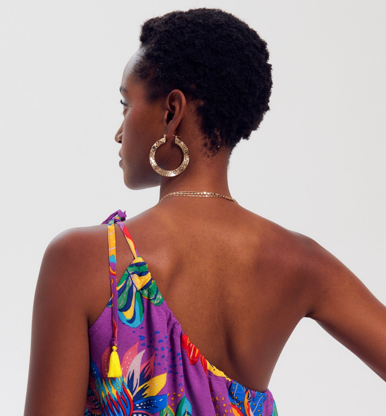 Top one shoulder imprimé - Imprimé cassis