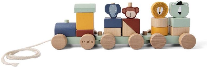 Trixie - Dieren Trein - Speelgoed - Hout - Inclusief Bouwblokken