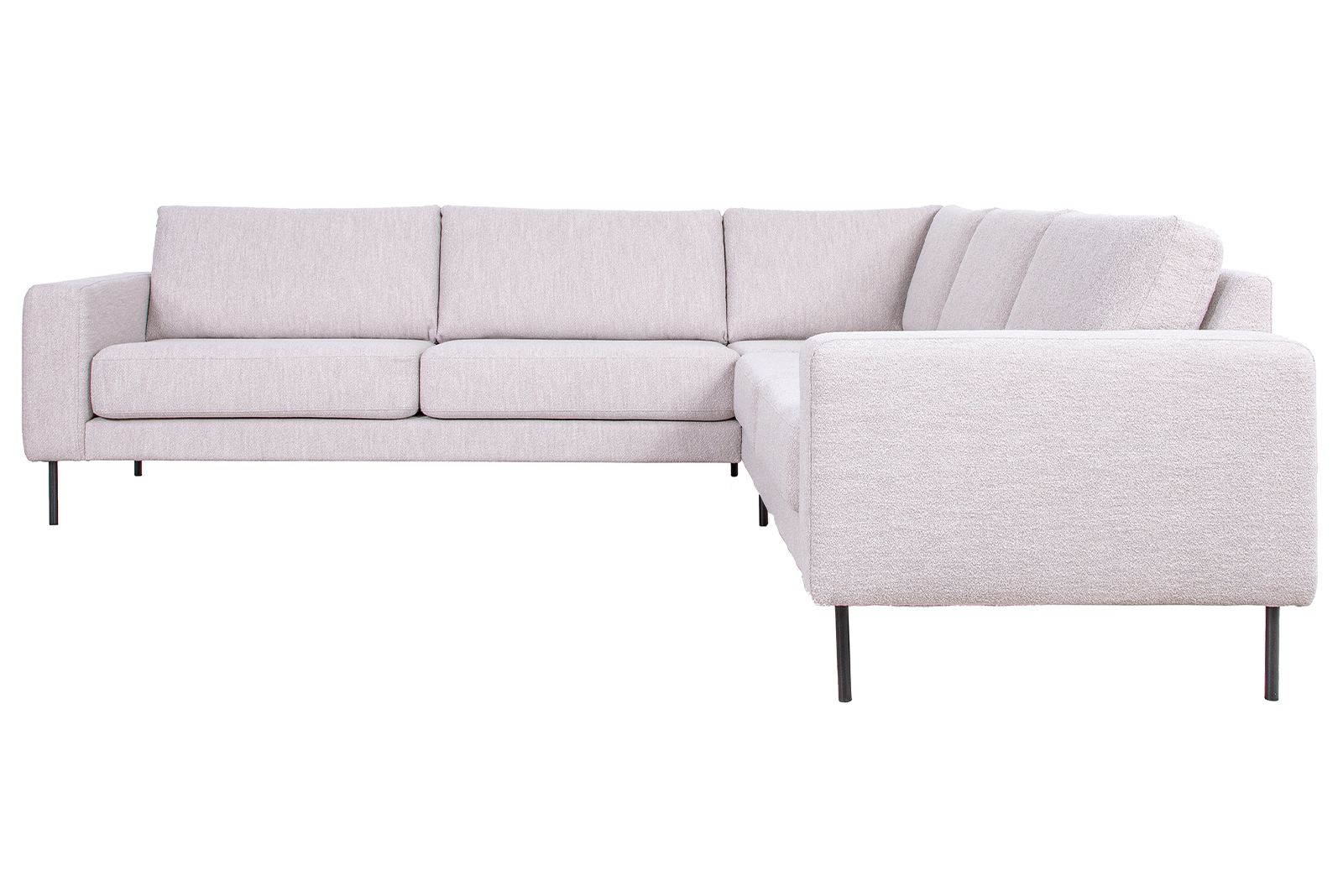 Como hjørnesofa 32 -hjørnesofa i tekstil Alpine 01 natural med sorte ben.