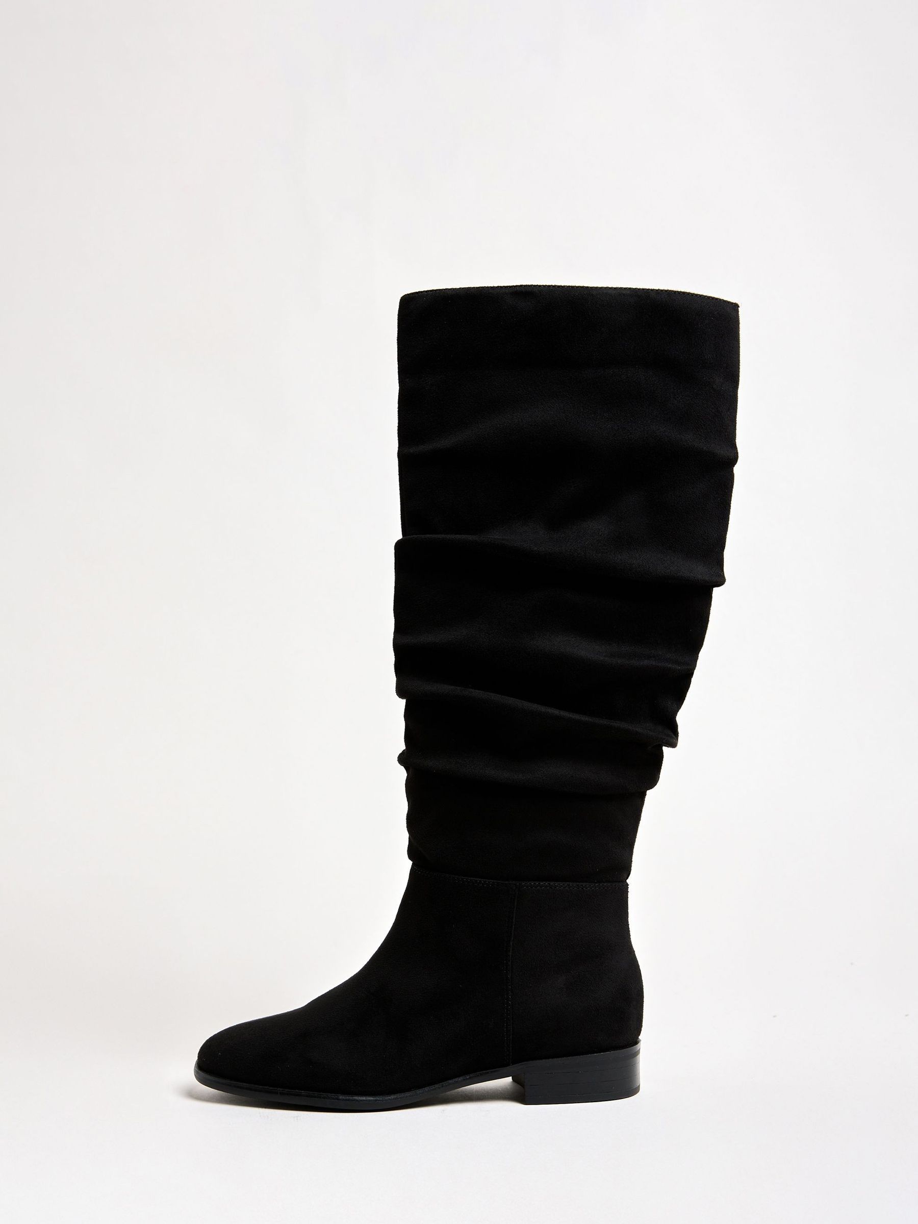 Friends Like These Flat Ruched Faux Suede Knee High Long Casual Boots