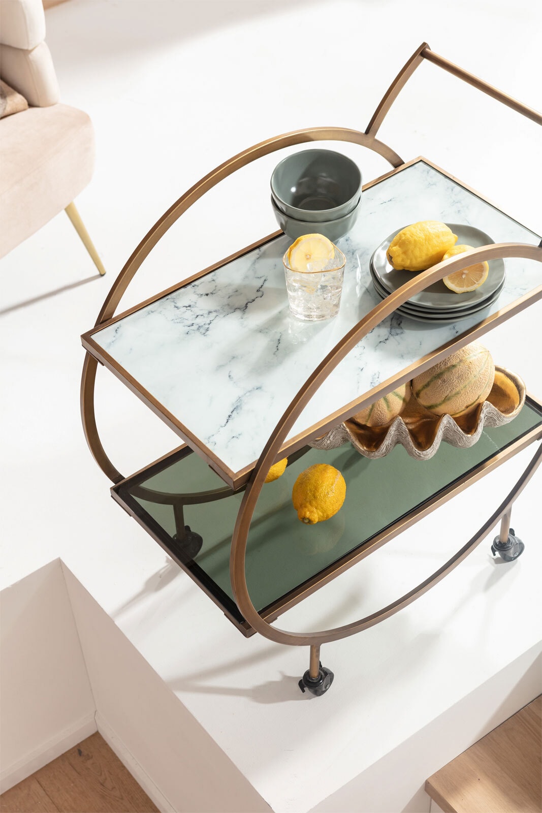 KARE DESIGN Servierwagen LOFT BRASS goldfarbig