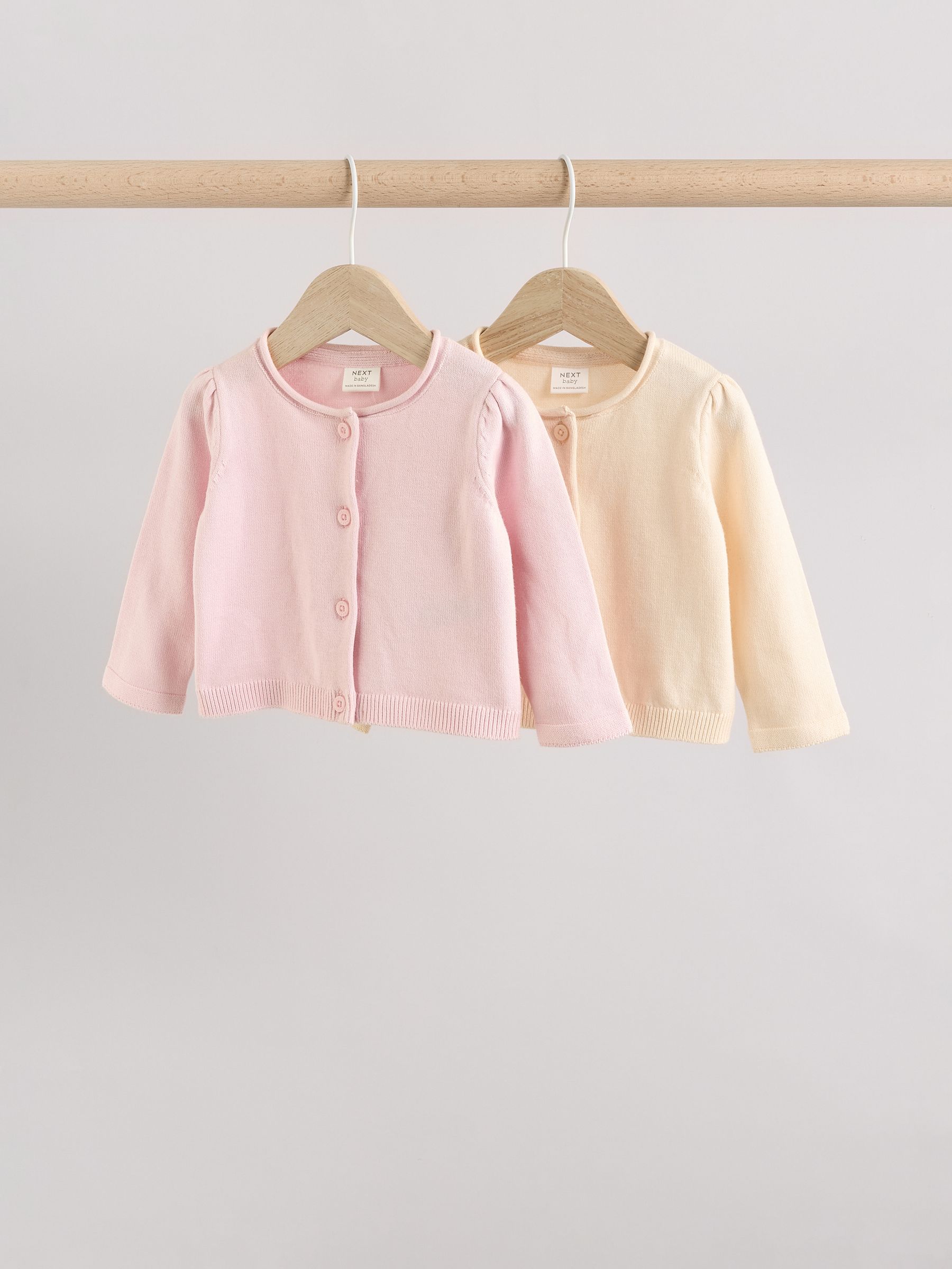 Roze/naturel - Verpakking van 2 100% katoenen vesten (0 mnd - 3 jr)